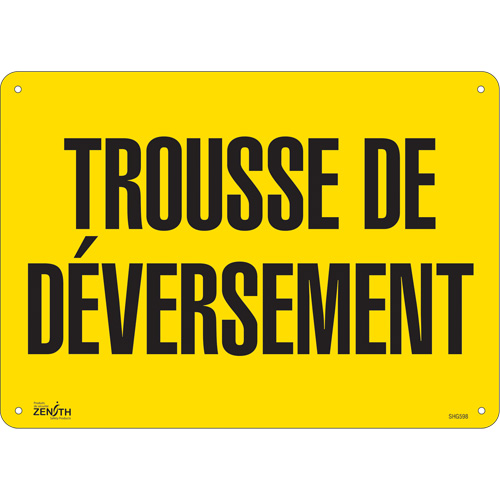 "Trousse de d&eacute;versement" Sign, 10" x 14", Plastic, French Northern Industrial Supply Inc.