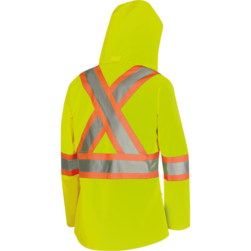 5628W Parka matelass&eacute; de s&eacute;curit&eacute; 300D The Rock, Polyester/Polyur&eacute;thane, Jaune lime haute visibilit&eacute;, T-petit Northern Industrial Supply Inc.