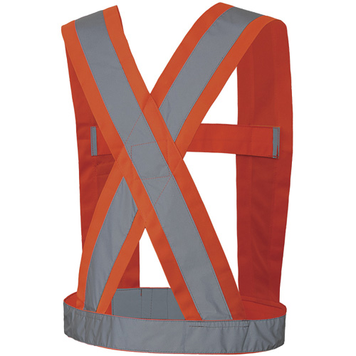 5491 Bretelles ajustables de s&eacute;curit&eacute; haute visibilit&eacute; de 4" de largeur, R&eacute;pond ou surpasse la norme CSA Z96 classe 2 - niveau 2, Orange haute visibilit&eacute;, Couleur r&eacute;fl&eacute;chissante Argent, Taille unique Northern Industrial Supply Inc.