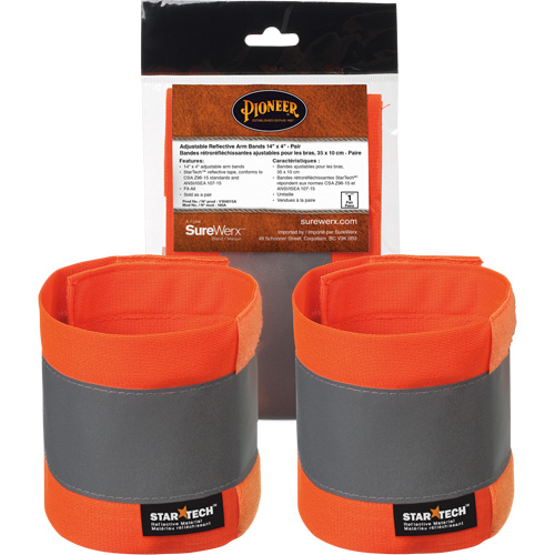 140A Brassard r&eacute;fl&eacute;chissant ajustable orange haute visibilit&eacute; de 14" X 4" Northern Industrial Supply Inc.