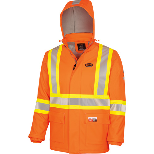 5884 Flash-Gard&reg; FR/Arc-Rated Waterproof Jacket with Hood, Small, High Visibility Orange, 51 cal/cm² Northern Industrial Supply Inc.
