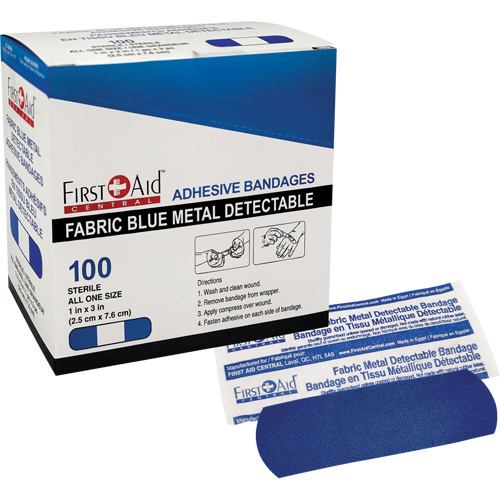 Bandages, Rectangular/Square, 3", Fabric Metal Detectable, Sterile Northern Industrial Supply Inc.