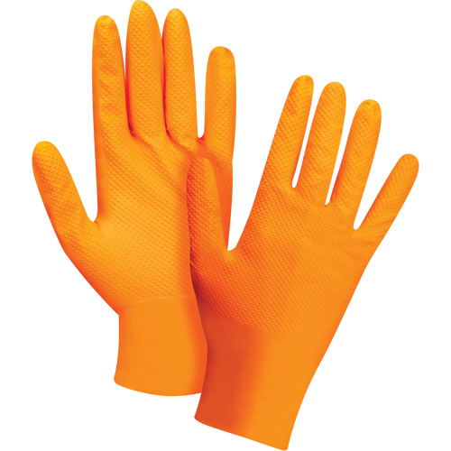 Gants d'examen de poids lourd &agrave; prise tactile, Petit, Nitrile, 8 mils, Sans poudre, Orange, Classe 2 Northern Industrial Supply Inc.
