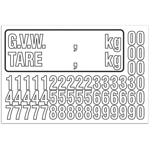 Trousse de num&eacute;rotation de la masse brute du v&eacute;hicule (MBV) pour camion, Num&eacute;ros/lettres/ponctuation assortis, Blanc Northern Industrial Supply Inc.