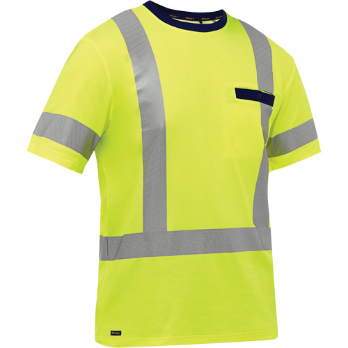 Chemise &agrave; manches courtes et X au dos Bisley, Poly-coton, Petit, Jaune lime haute visibilit&eacute; Northern Industrial Supply Inc.