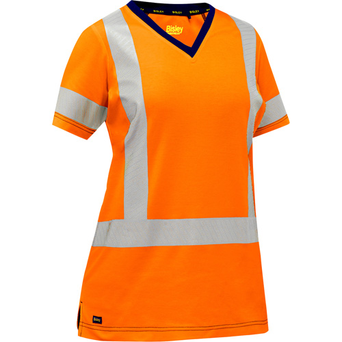 Chemise &agrave; manches courtes et X au dos Bisley pour femmes, Poly-coton, Petit, Orange haute visibilit&eacute; Northern Industrial Supply Inc.
