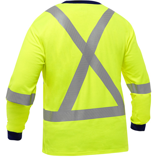 Bisley&reg; X-Back Long Sleeve Shirt, Poly-Cotton, Small, High Visibility Lime-Yellow Northern Industrial Supply Inc.