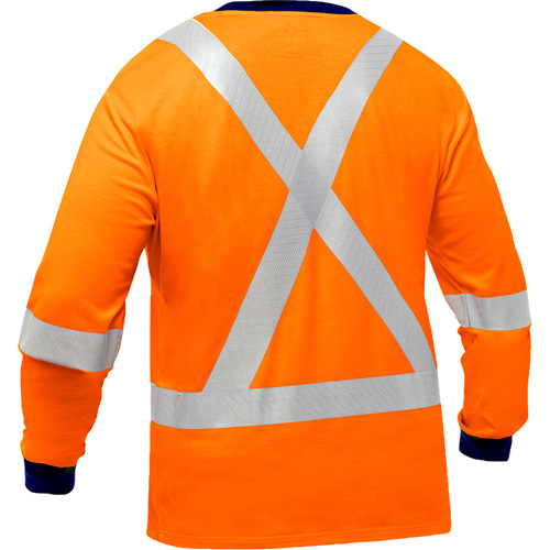 Chemise &agrave; manches longues et X au dos Bisley, Poly-coton, Petit, Orange haute visibilit&eacute; Northern Industrial Supply Inc.