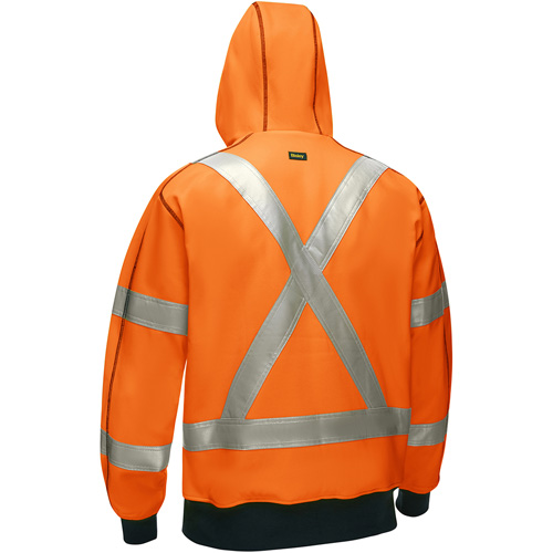 Bisley&reg; X-Back Full Zip Hooded Sweatshirt with Sherpa Lining, Large, High Visibility Orange Northern Industrial Supply Inc.