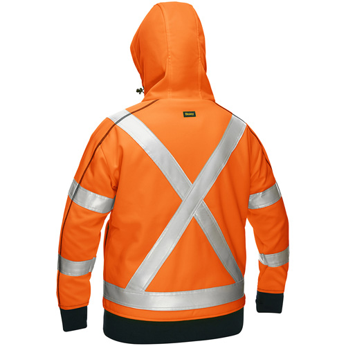 Coton ouat&eacute; doubl&eacute; de sherpa avec capuchon &agrave; fermeture &eacute;clair compl&egrave;te et X au dos Bisley pour femmes, T-Grand, Orange haute visibilit&eacute; Northern Industrial Supply Inc.