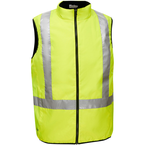 Bisley&reg; X-Back Reversible Puffer Vest, High Visibility Lime-Yellow, Small, Polyester Northern Industrial Supply Inc.
