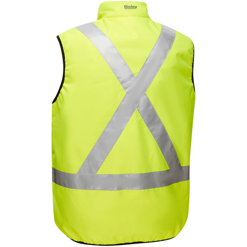 Bisley&reg; X-Back Reversible Puffer Vest, High Visibility Lime-Yellow, Small, Polyester Northern Industrial Supply Inc.
