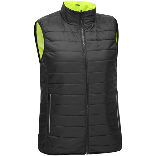 Bisley&reg; X-Back Women's Contoured Reversible Puffer Vest, High Visibility Lime-Yellow, Small, Polyester Northern Industrial Supply Inc.