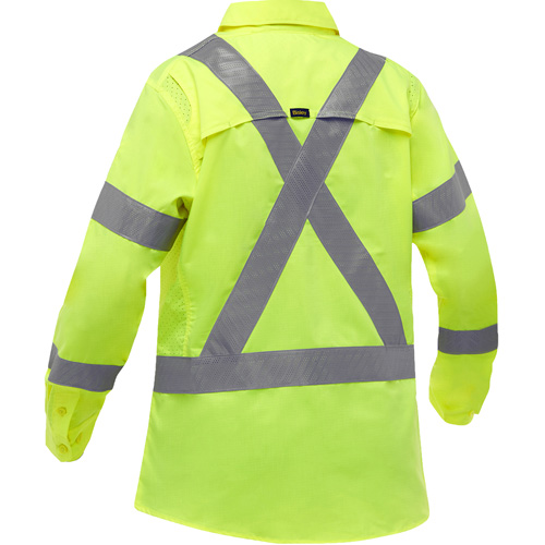 Chemise de travail &agrave; manches longues et X au dos Bisley avec X-Airflow pour femmes, Poly-coton, Petit, Jaune lime haute visibilit&eacute; Northern Industrial Supply Inc.