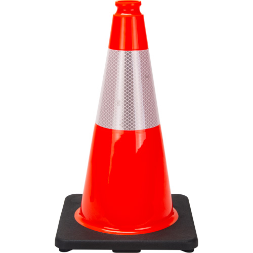 C&ocirc;ne de signalisation de premi&egrave;re qualit&eacute;, 18", Orange, Bande(s) r&eacute;fl&eacute;chissante(s) 6" Northern Industrial Supply Inc.