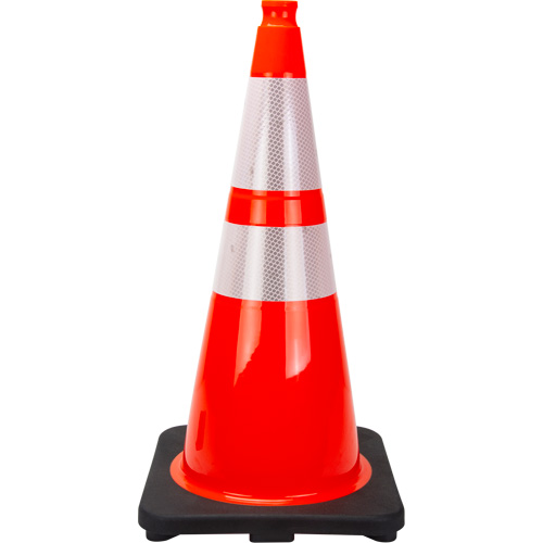 C&ocirc;ne de signalisation de premi&egrave;re qualit&eacute;, 28", Orange, Bande(s) r&eacute;fl&eacute;chissante(s) 4" & 6" Northern Industrial Supply Inc.