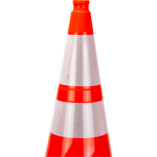 C&ocirc;ne de signalisation de premi&egrave;re qualit&eacute;, 28", Orange, Bande(s) r&eacute;fl&eacute;chissante(s) 4" & 6" Northern Industrial Supply Inc.