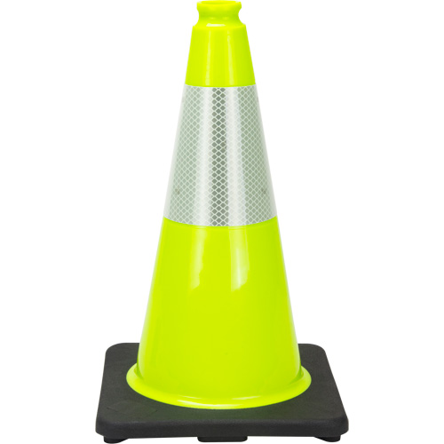 C&ocirc;ne de signalisation de premi&egrave;re qualit&eacute;, 18", Vert lime, Bande(s) r&eacute;fl&eacute;chissante(s) 6" Northern Industrial Supply Inc.