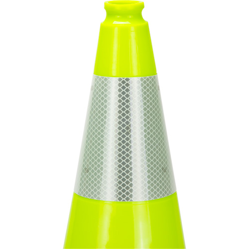 C&ocirc;ne de signalisation de premi&egrave;re qualit&eacute;, 18", Vert lime, Bande(s) r&eacute;fl&eacute;chissante(s) 6" Northern Industrial Supply Inc.