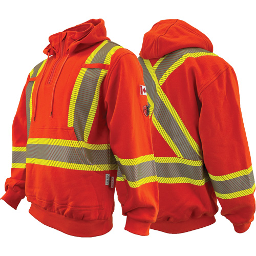 Atlas Guardian&reg; FR/AR Quarter-Zip Hoodies, Men's, Small, High Visibility Orange, 18 cal/cm² Northern Industrial Supply Inc.