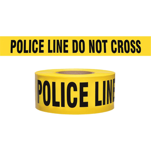 Ruban pour barricade de calibre entrepreneur "Police Line Do Not Cross", Anglais, 3" la x 1000' lo, 2 mils, Noir sur jaune Northern Industrial Supply Inc.