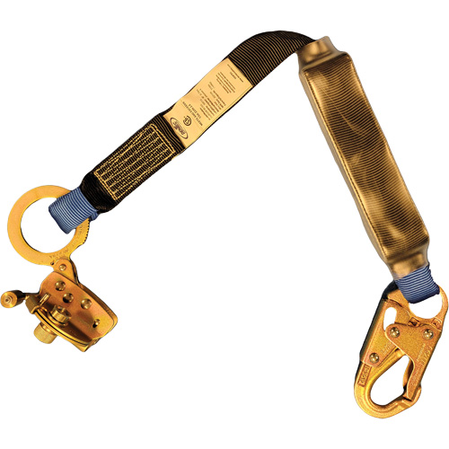 Trailing Rope Grab with Attached Shock Pack Lanyard, 2', Snap Hook Center, Snap Hook Leg Ends, Polyester Northern Industrial Supply Inc.