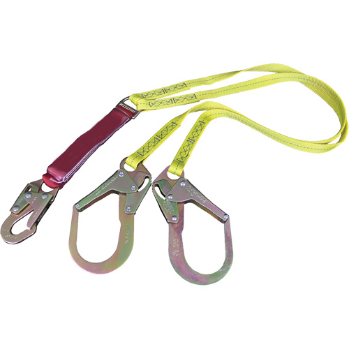 External Energy Absorber Lanyard with 2-1/4" Hooks, 6', Snap Hook Center, Snap Hook Leg Ends, Polyester Northern Industrial Supply Inc.