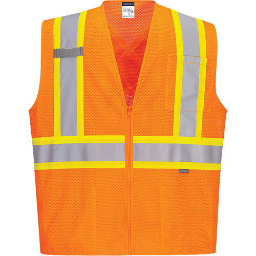 Veste de s&eacute;curit&eacute; &agrave; bandes contrastantes, Orange haute visibilit&eacute;, Petit, Polyester Northern Industrial Supply Inc.
