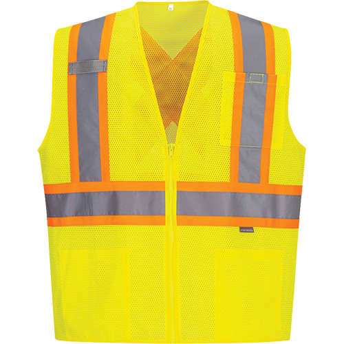Veste de s&eacute;curit&eacute; &agrave; bandes contrastantes, Jaune lime haute visibilit&eacute;, Petit, Polyester Northern Industrial Supply Inc.