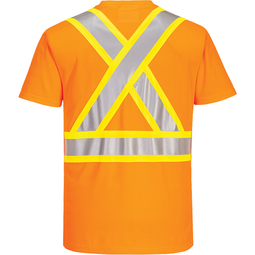 Contrast-Striped Safety T-Shirt, Polyester, Small, High Visibility Orange Northern Industrial Supply Inc.