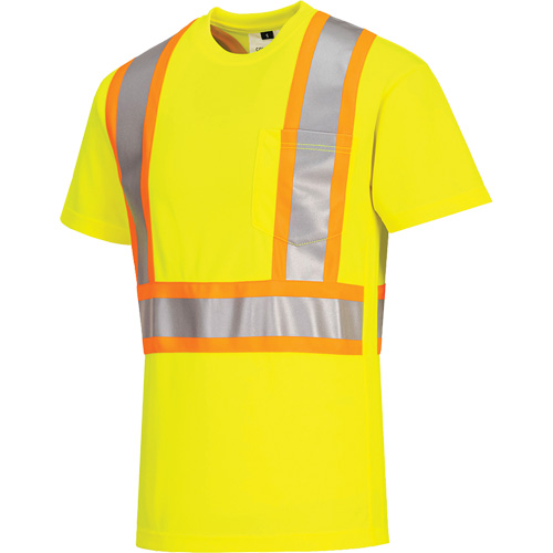T-shirt de s&eacute;curit&eacute; &agrave; bandes contrastantes, Polyester, Petit, Jaune lime haute visibilit&eacute; Northern Industrial Supply Inc.