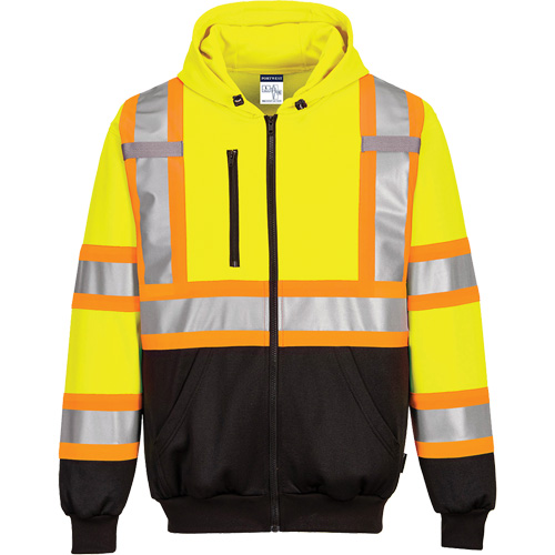 Chandail de s&eacute;curit&eacute; &agrave; capuchon avec bandes contrastantes, Petit, Noir/Jaune lime haute visibilit&eacute; Northern Industrial Supply Inc.