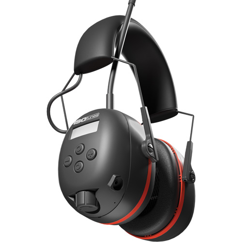 Black & Red Air Defender AM/FM Earmuffs, Headband Style, 24 dB Northern Industrial Supply Inc.