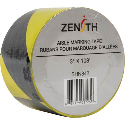 Aisle Marking Tape, 3" x 108', PVC, Black and Yellow Northern Industrial Supply Inc.