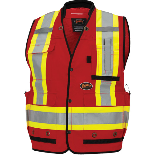 6678 Veste d'arpenteur antimicrobienne haute visibilit&eacute; avec dos en maille, Rouge, Petit, Polyester Northern Industrial Supply Inc.