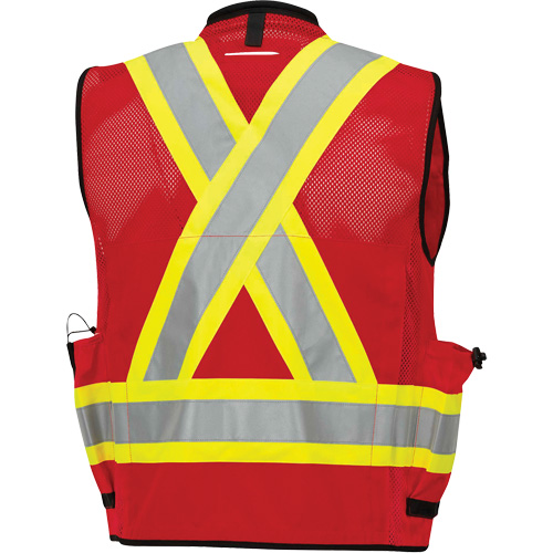 6678 Veste d'arpenteur antimicrobienne haute visibilit&eacute; avec dos en maille, Rouge, Petit, Polyester Northern Industrial Supply Inc.
