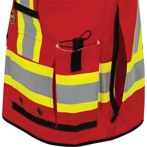 6678 Veste d'arpenteur antimicrobienne haute visibilit&eacute; avec dos en maille, Rouge, Petit, Polyester Northern Industrial Supply Inc.