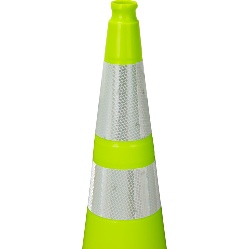 C&ocirc;ne de signalisation de premi&egrave;re qualit&eacute;, 36", Vert lime, Bande(s) r&eacute;fl&eacute;chissante(s) 4" & 6" Northern Industrial Supply Inc.