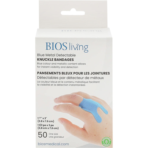 Blue Bandages, Knuckle, 3", Fabric Metal Detectable, Sterile Northern Industrial Supply Inc.