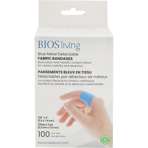 Blue Bandages, Rectangular/Square, 3", Fabric Metal Detectable, Sterile Northern Industrial Supply Inc.