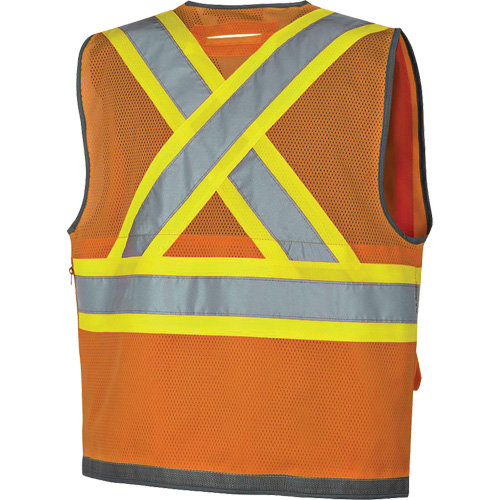 Pioneer Mesh Back Zip Front Surveyor Safety Vest, High Visibility Orange, Small, Polyester Northern Industrial Supply Inc.