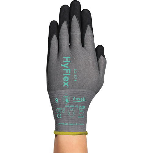 Gants r&eacute;sistants &agrave; la coupe HYFLEX 11-574, Taille 5/2T-petit, Calibre 21, Rev&ecirc;tement Mousse de nitrile, Enveloppe en Intercept, ASTM ANSI niveau A4/EN 388 niveau D Northern Industrial Supply Inc.
