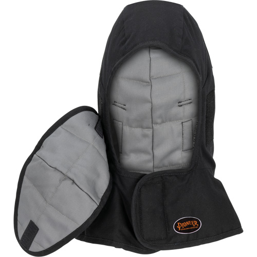 Pioneer 765A Flame-Resistant Quilted Hard Hat Liner with Long Neck & Detachable Mouthpiece, Black/Grey, Cotton/FR-Tech&reg;/Modacrylic/Nylon Northern Industrial Supply Inc.