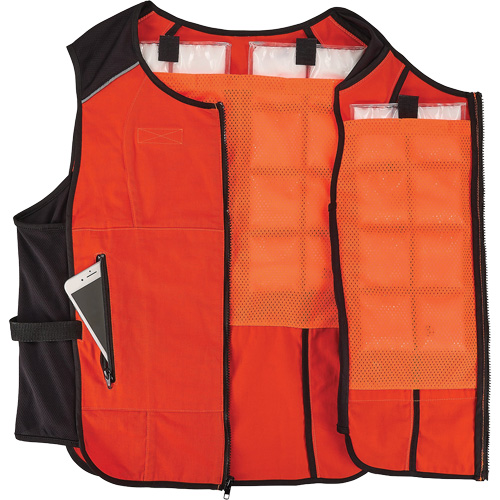 Veste de refroidissement &agrave; changement de phase l&eacute;g&egrave;re avec sachets de recharge Chill-Its 6260, 2T-grand/3T-grand, Orange Northern Industrial Supply Inc.