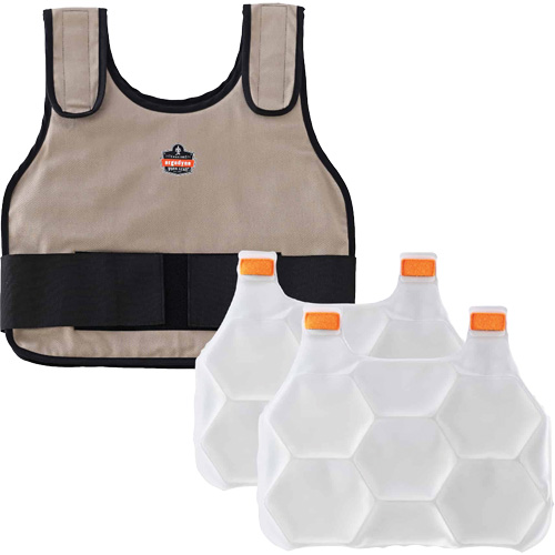 Veste de refroidissement &agrave; changement de phase standard avec sachets de recharge Chill-Its 6230, Grand/T-Grand, Khaki Northern Industrial Supply Inc.