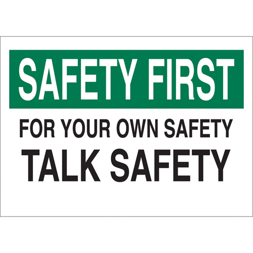 "Talk Safety" Sign, 10" x 14", Aluminum, English Northern Industrial Supply Inc.