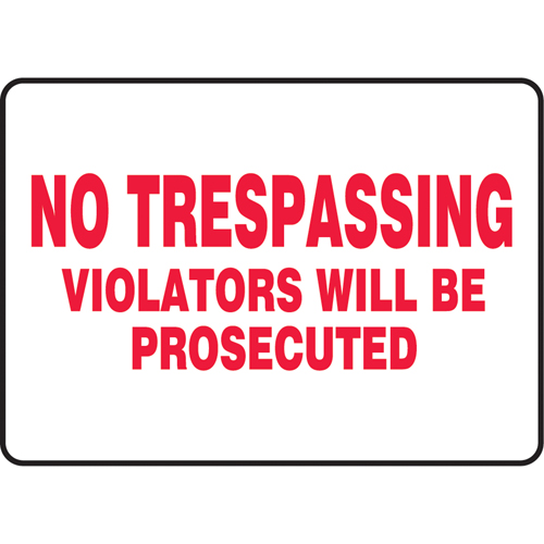 "No Trespassing" Sign, 7" x 10", Vinyl, English Northern Industrial Supply Inc.