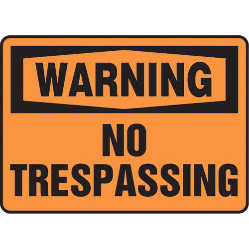 Enseigne  No Trespassing , 7" x 10", Vinyle, Anglais Northern Industrial Supply Inc.