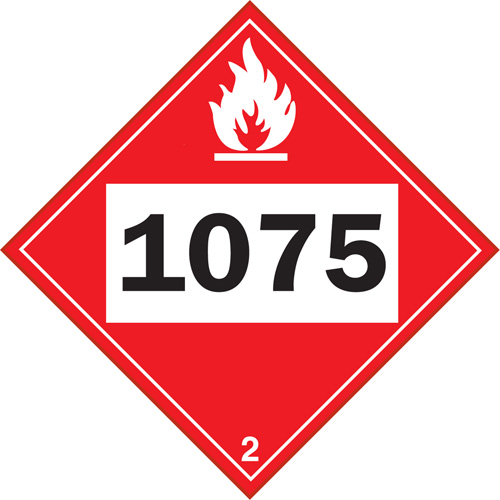 Plaque-&eacute;tiquette TMD 1075 pour gaz inflammable oxyg&egrave;ne liqu&eacute;fi&eacute;, Plastique Northern Industrial Supply Inc.