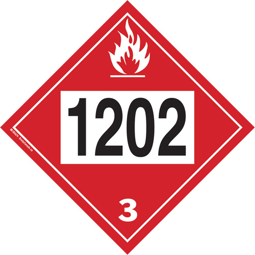 Plaque-&eacute;tiquette TMD 1202 pour liquide inflammable huile combustible, Plastique Northern Industrial Supply Inc.